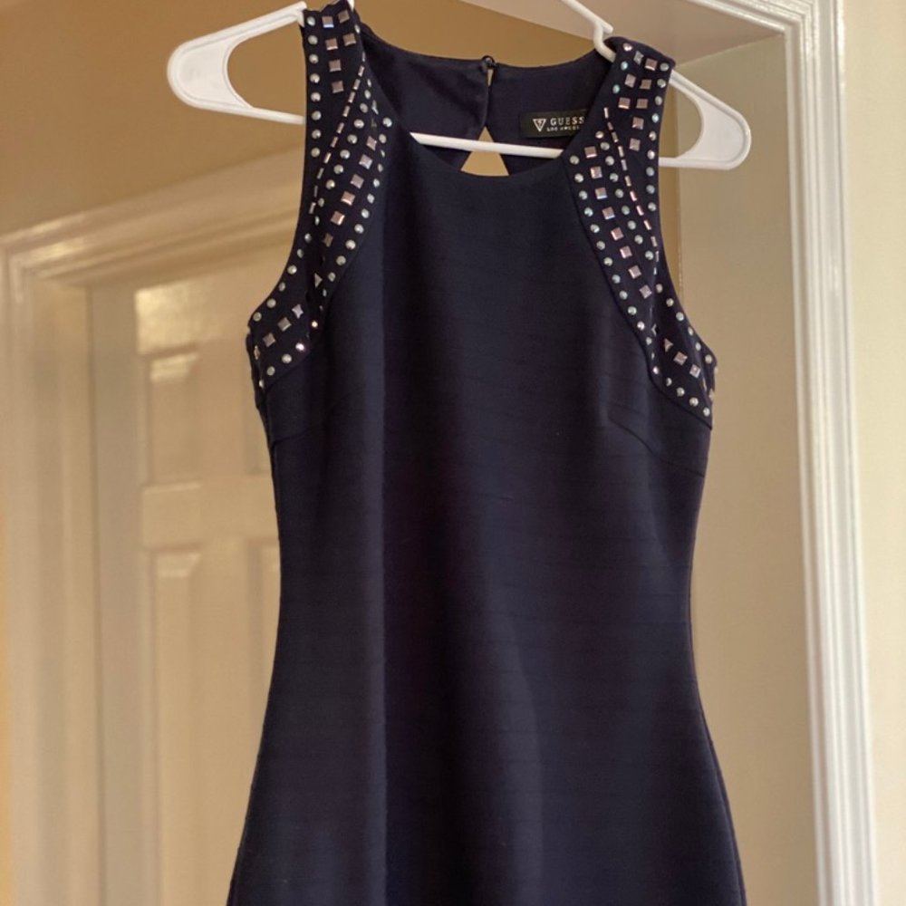 Guess navy blue dress silver rhinestones